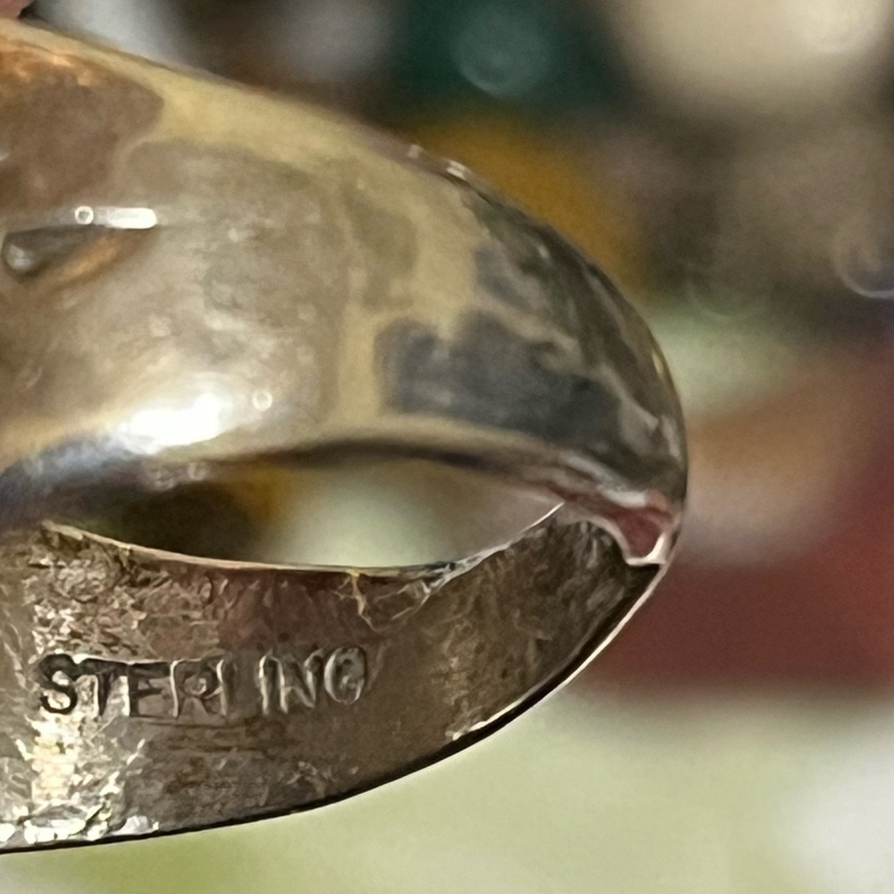 Old Sterling Native Turquoise Ring - image 6